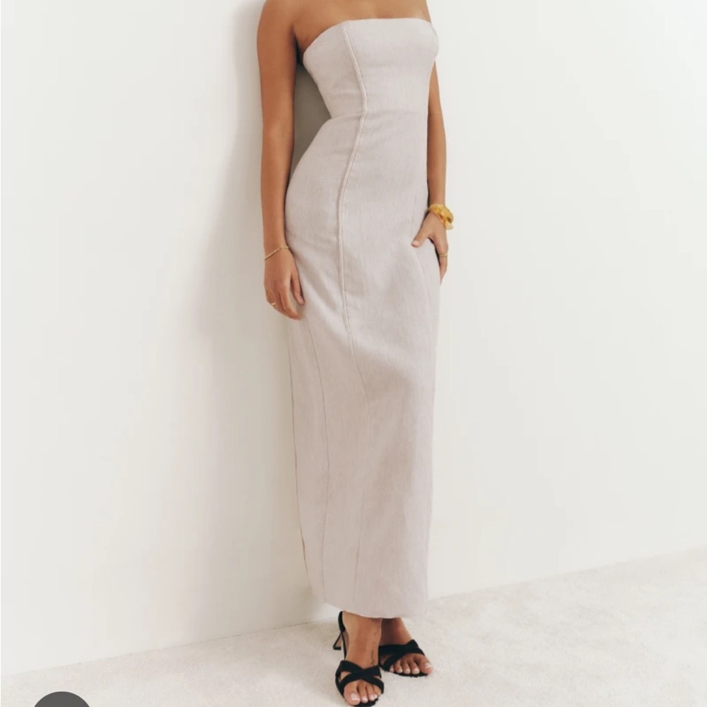 Reformation Layton Linen Strapless Dress